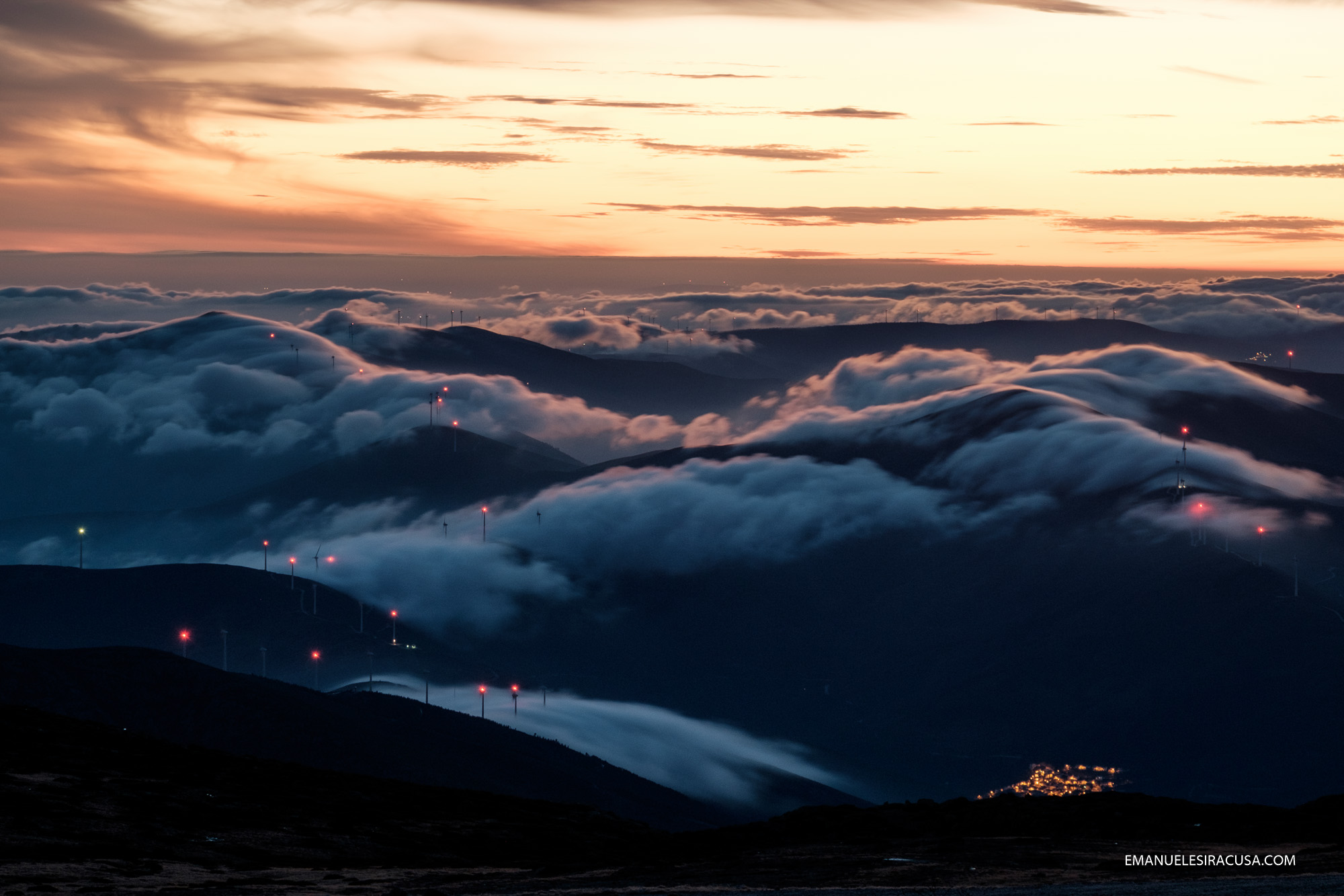 The view from Torre, the top of Serra da Estrela, at about 2000 meters, at twilight.